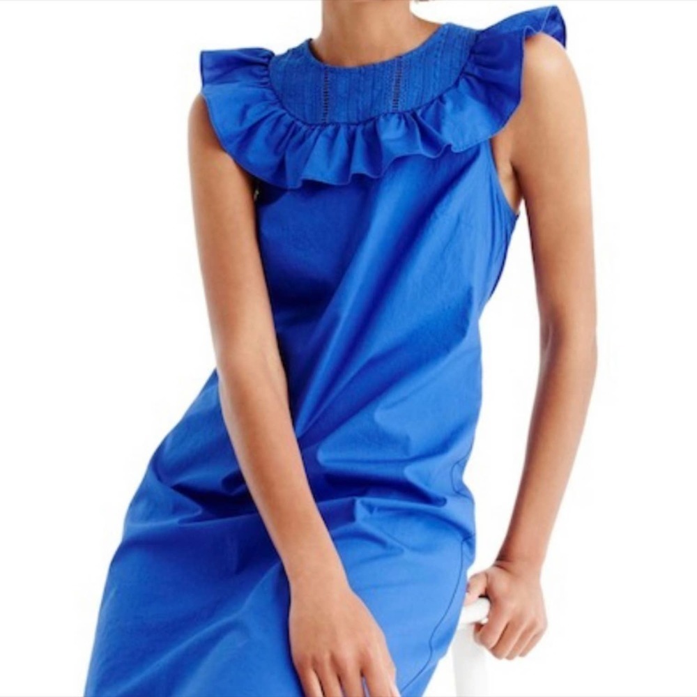 J. Crew Blue Ruffle Dress